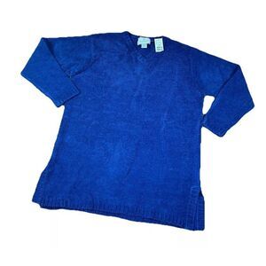 Express Tricot  Cable Sweater Womens Size L‎ Blue Fuzzy Tunic